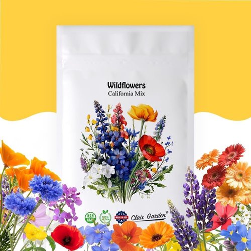 California Wildflower Mix - 7,500 Seeds | 17 Varieties of Non-GMO, Open Pollinated Flowers for Bees & Butterflies