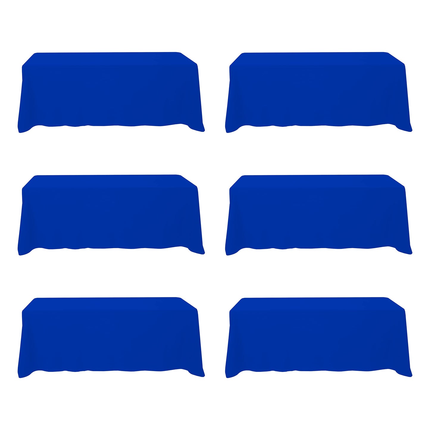 BRILLMAX 6 Pack Royal Blue Tablecloths 90 x 156 Inch for 8ft Rectangle Tables - 150 GSM Polyester Fabric, Floor Length Drop, Water, Stain & Wrinkle Resistant Cloth Cover for Wedding Reception Banquet