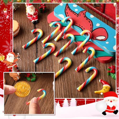 NUOBISHI 2-Inch Fake Candy Canes - Set of 50 Mini Christmas Polymer Clay Ornaments, Color 2