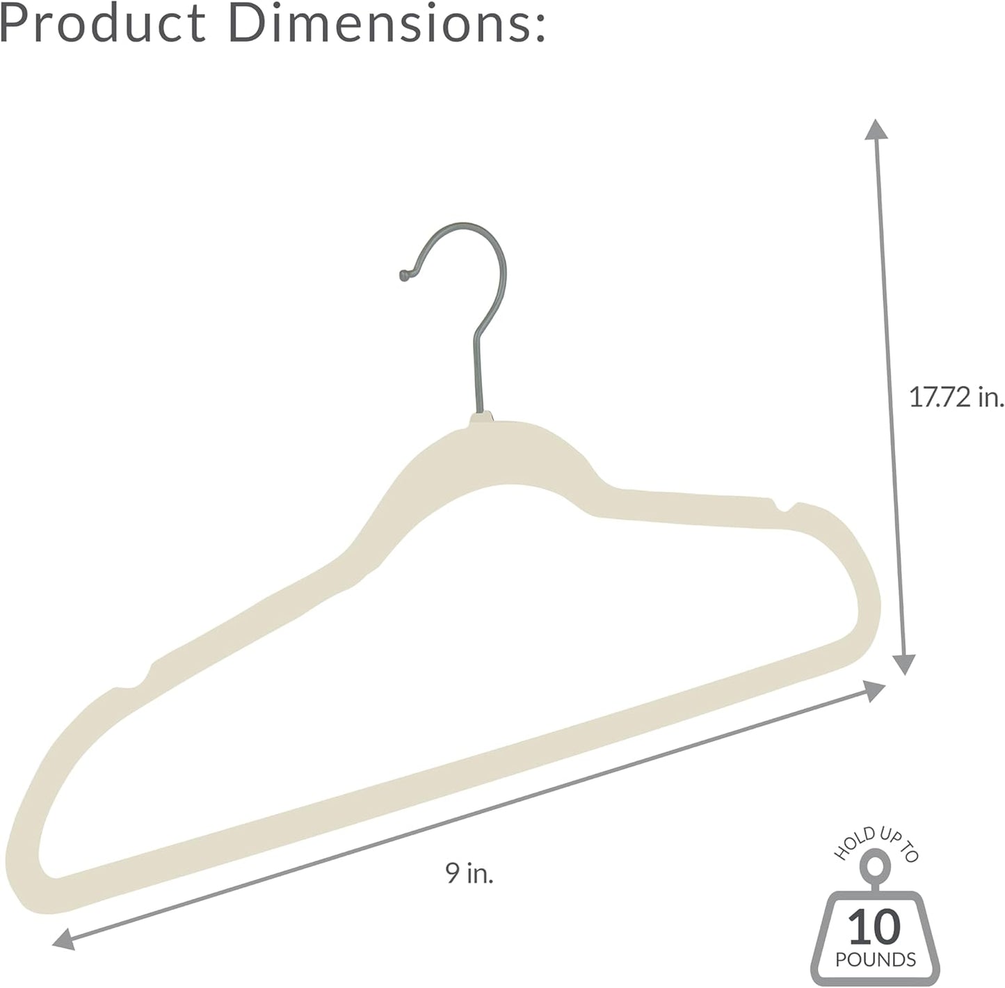 Skiennix Super Slim Velvet Huggable Hangers - Ivory Color, Space-Saving Design