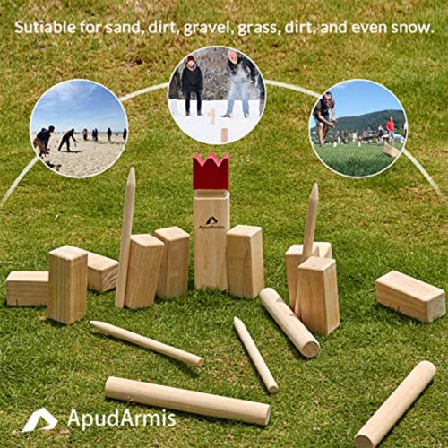 Outdoor Kubb Yard Game Set with Carrying Bag - Viking Chess Lawn Fun - Burlywood