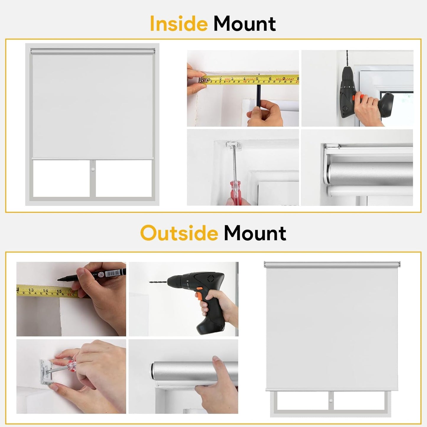 Sunfree Blackout Roller Shades Window Shades Cordless Blackout Window Blinds with Thermal Insulated for Bedroom,Office,48" W x 72" H,White