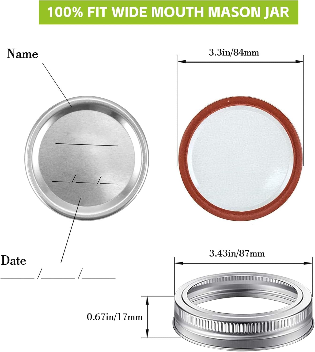 Skiennix Electric Mason Jar Vacuum Sealer Kit - 48-Piece Set with Lids & Rings for Wide Mouth Jars
