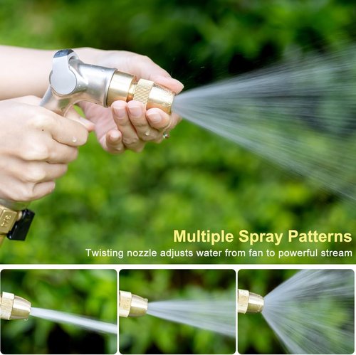 FANHAO Heavy Duty Garden Hose Nozzle - 100% Metal Thumb Control with Brass Tip | Adjustable High Pressure Sprayer