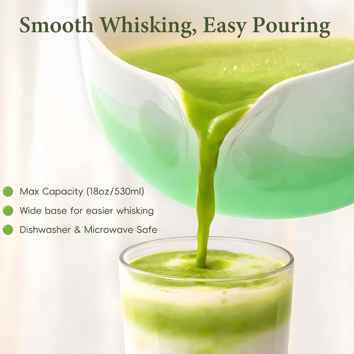Skiennix Matcha Whisk Set - Complete 6PCS Ceramic Kit with Bamboo Whisk, Bowl, and Sifter | Green