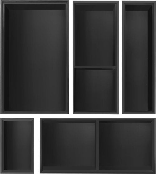 Bamboo Drawer Organizer - 5 PCS Black Silverware Tray & Desk Storage | Removable Cabinet Dividers for Kitchen & Office
