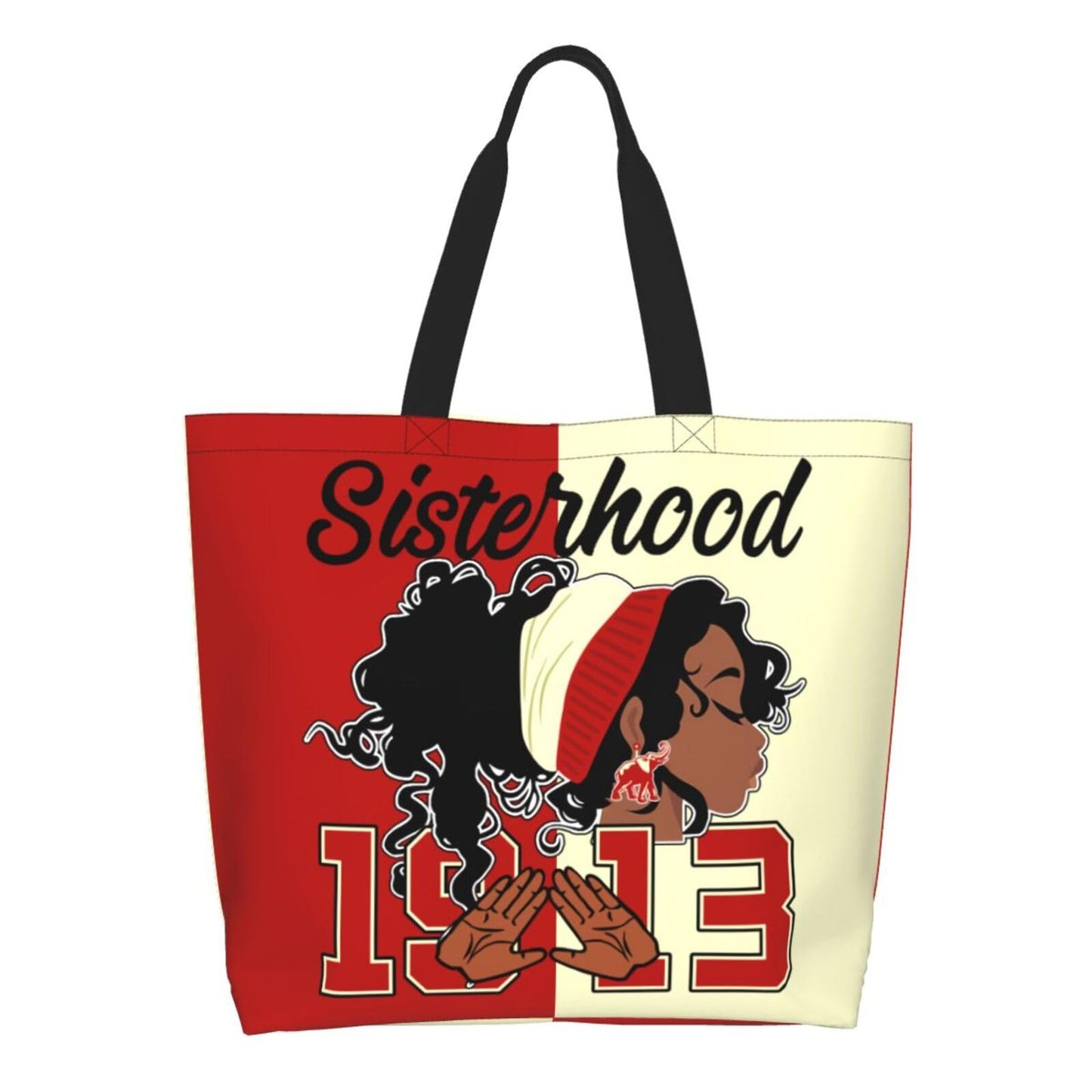 ERETWWA Elephant 1913 Delta Tote Bag Sigma Sorority Gifts Woman Travel Foldable Reusable Canvas Storage Bag Shopping
