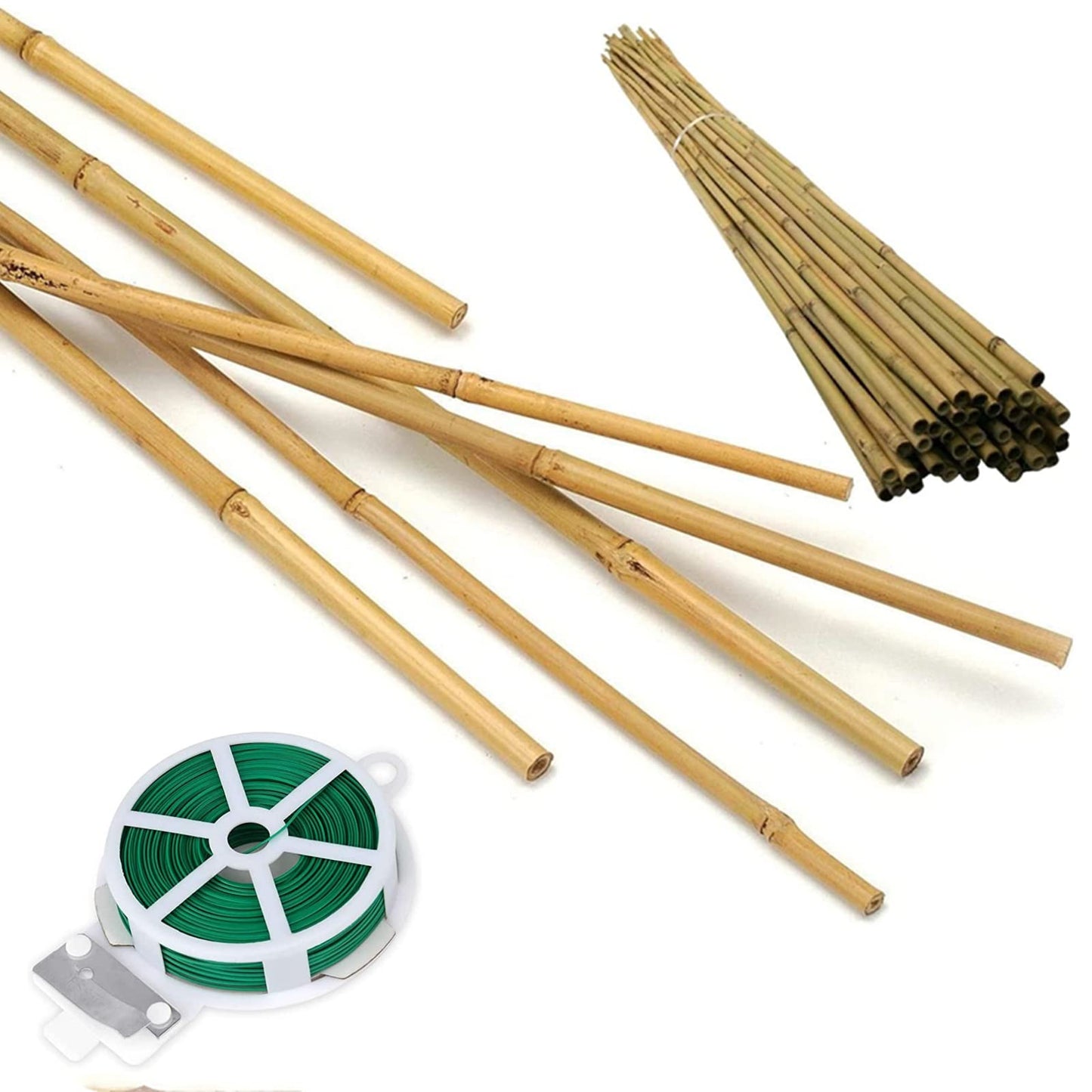 50 Pack 4ft Bamboo Plant Stakes for Wood Garden Sticks，Wooden Plant Supports，Bamboos，Bamboo Trellis，Crafts, More Size Choices 8"/12"/16"//2'/3'/4'/5'/6'