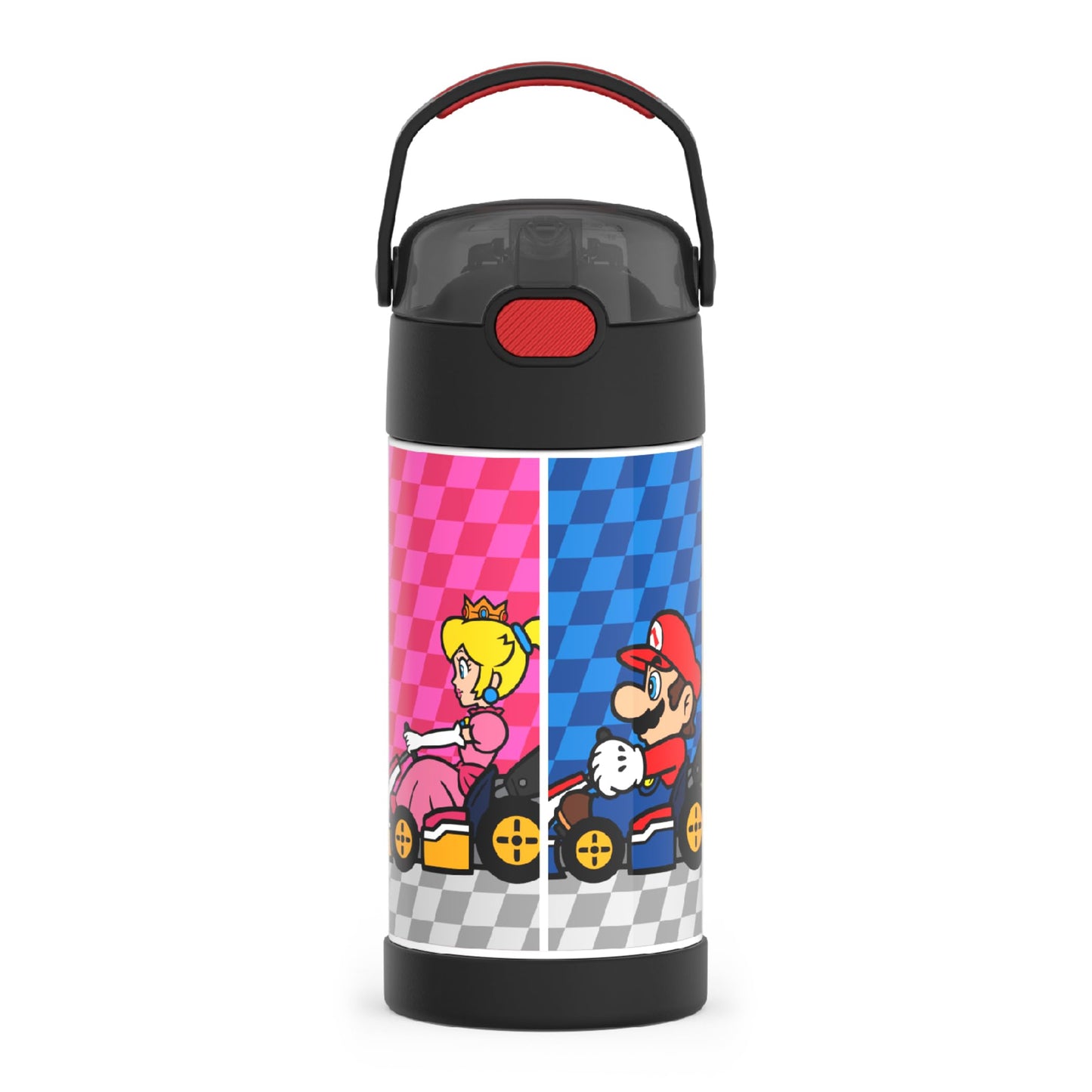 THERMOS FUNTAINER Water Bottle with Straw - 12 Ounce - Kids Stainless Steel Vacuum Insulated Water Bottle with Lid, Super Mario Brothers