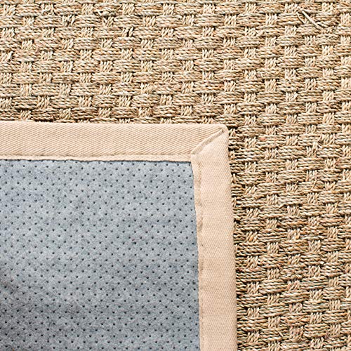Natural Fiber Accent Rug 3x5 - Textured Seagrass in Beige & Natural - Rectangular Variation