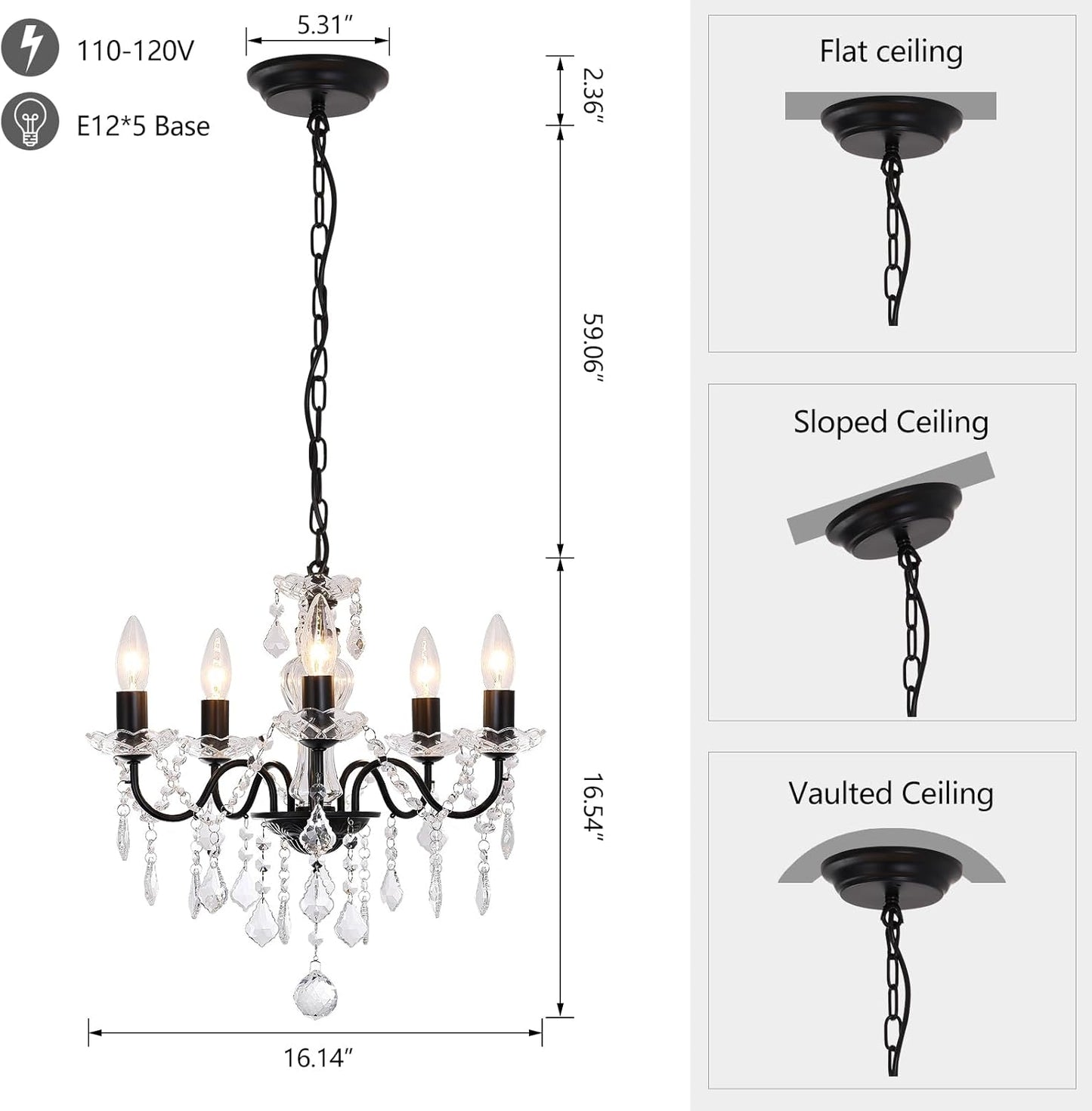Plug in Modern 3-Light Gold Chandelier with Glass Crystals, Candle Style Pendant Light Fixtures for Living Room, Girls Room, Kitchen Island, Entryway