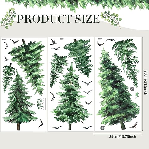 Qilery 3 Pack Christmas Tree Wall Decals - Peel & Stick Large Pine Trees