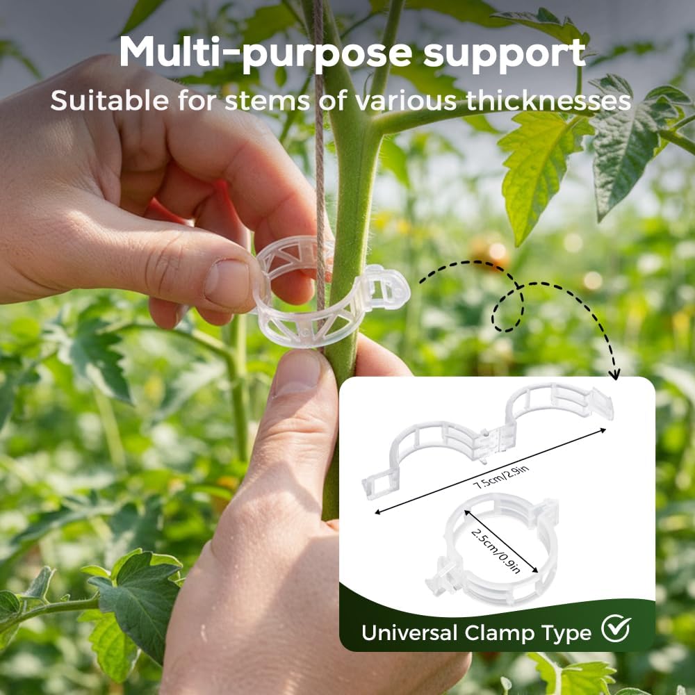 Skiennix 300Pcs Tomato Clips - Durable Plant Support Clips for Climbing Vegetables | Garden Growth Aid