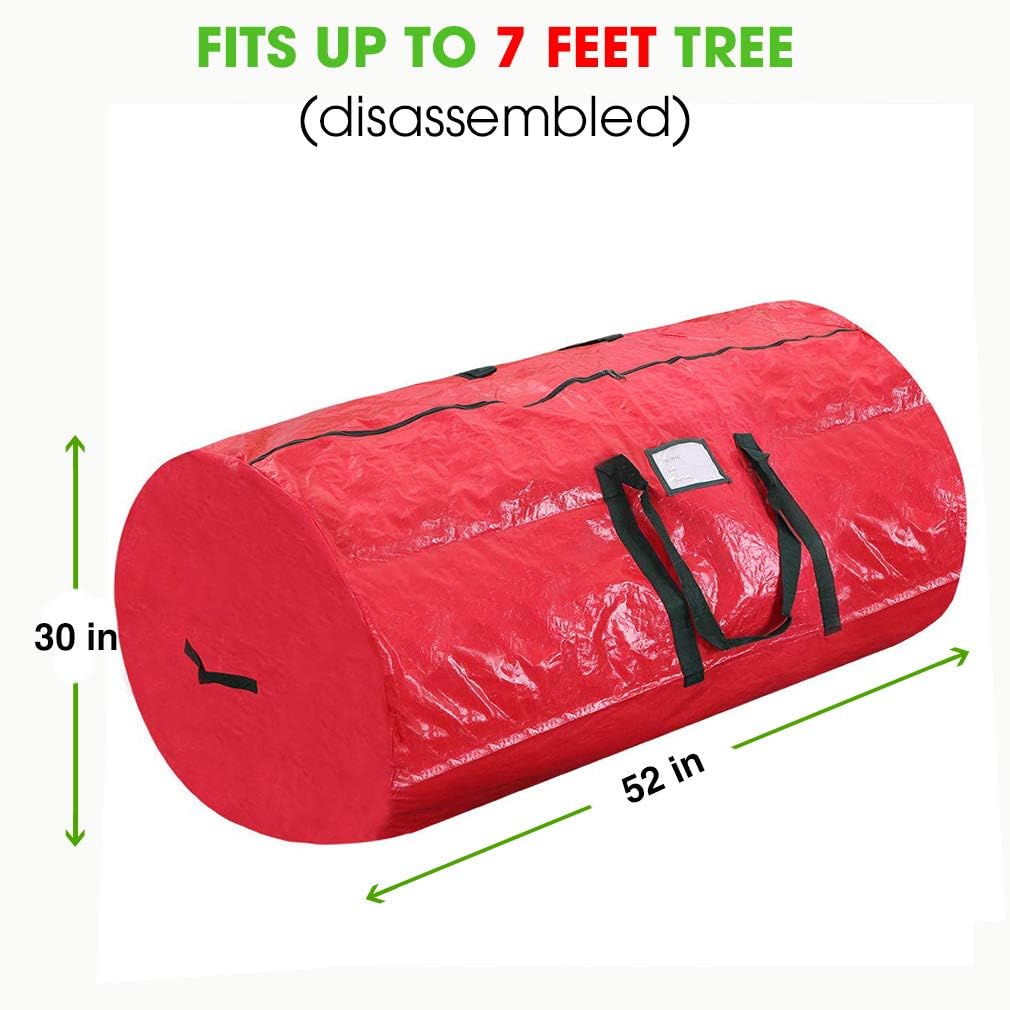 ProPik Christmas Tree Storage Bag - Fits Up to 7' Disassembled Holiday Tree | 52” X 30” X 30” Red Container with Handles
