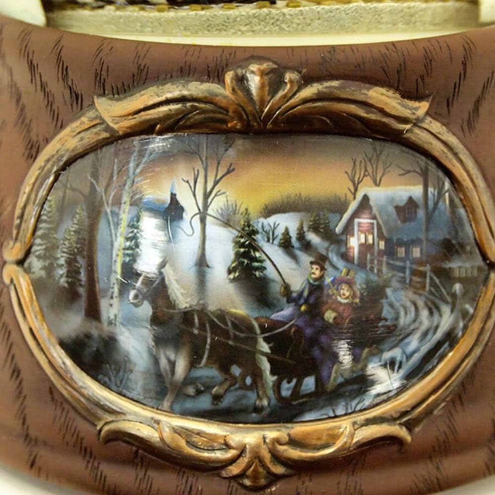 Regine Switzerland Musical Christmas Snow Globe - 6.25" Brown & White Santa with Train