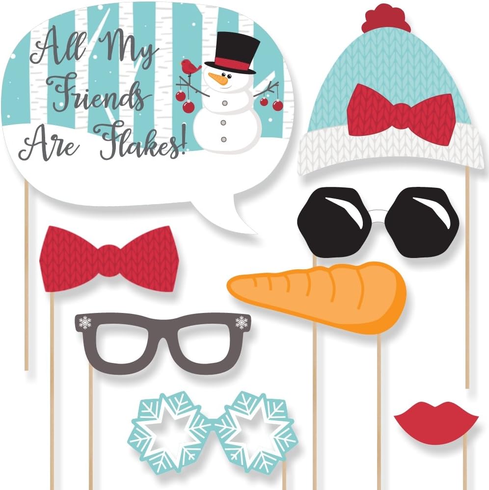 Let It Snow Snowman Photo Booth Props Kit - 20 Holiday Party Accessories