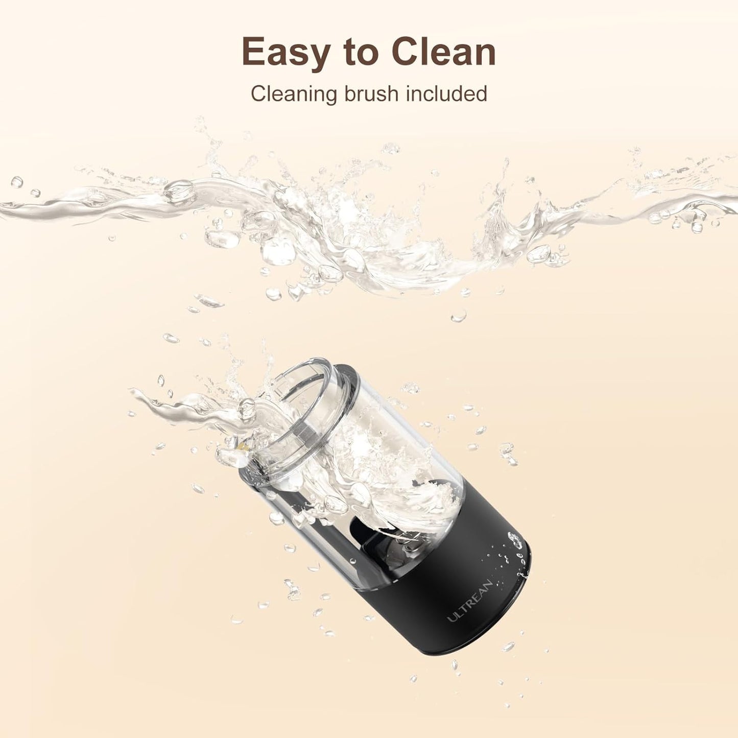 Ultrean Rechargeable Pepper Grinder - Automatic Salt & Pepper Mill with LED Light & 6 Coarseness Settings | Black