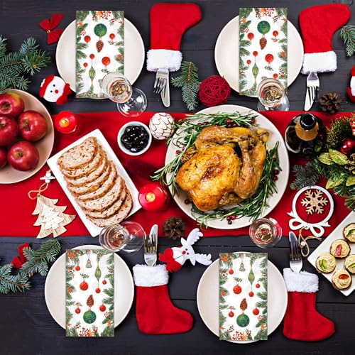 100 Pcs Christmas Paper Napkins – 2-Ply Disposable Holiday Party Napkins