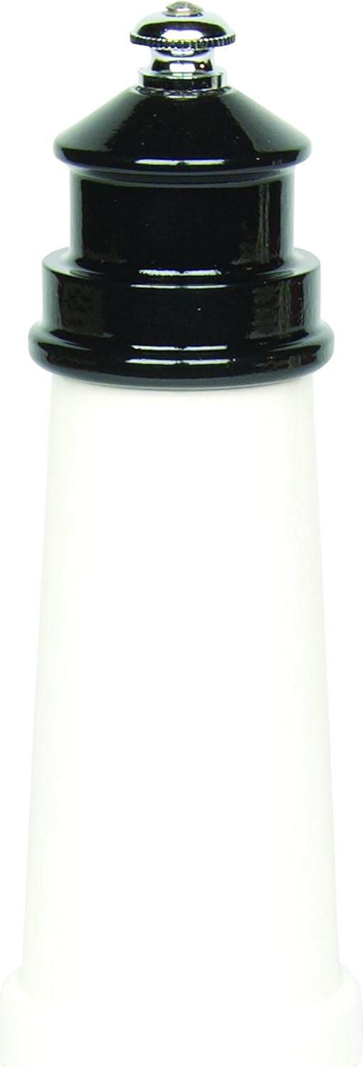 Fletchers' Mill Lighthouse Salt Mill, White/Red - 6 Inch, Adjustable Coarseness Fine to Coarse, MADE IN U.S.A.