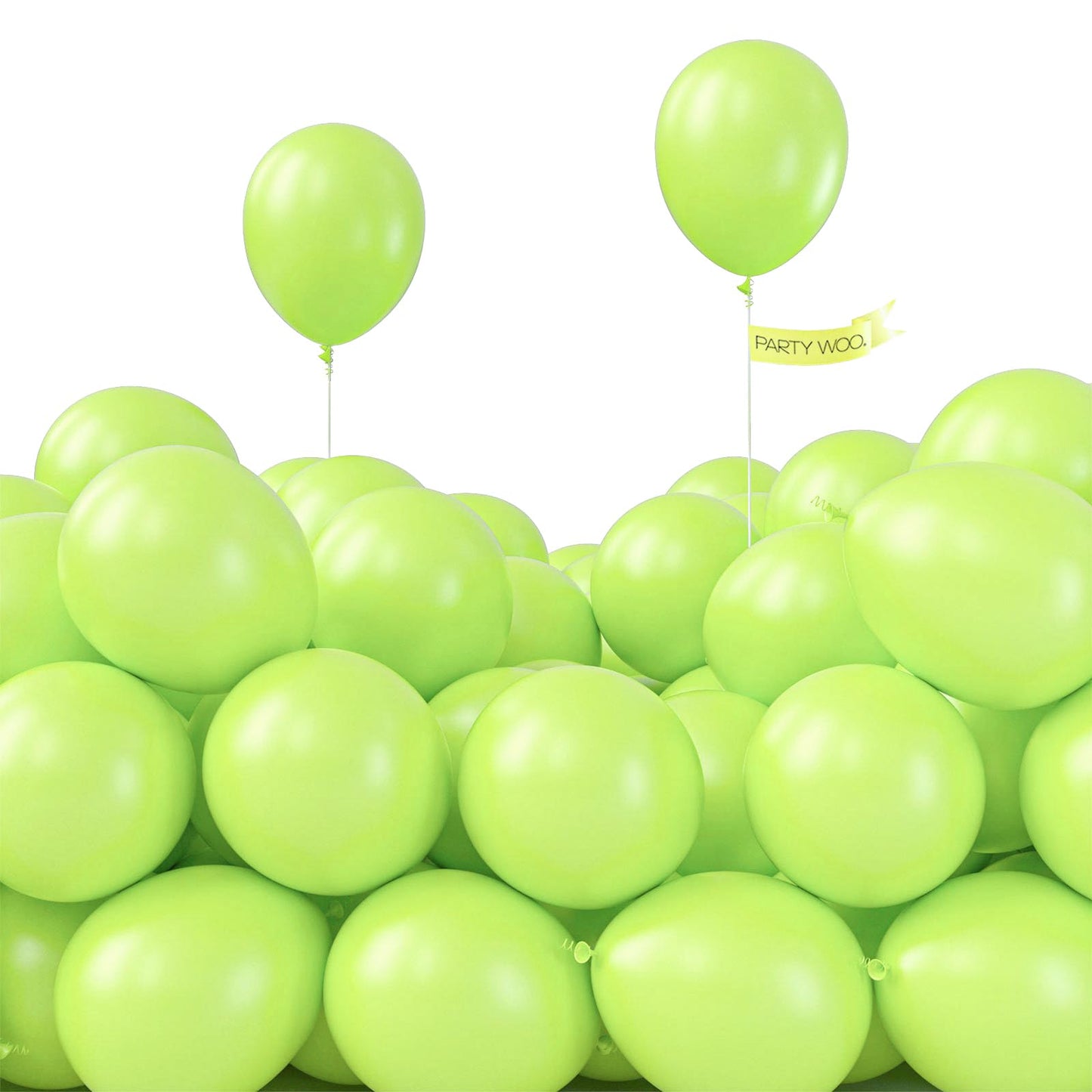 PartyWoo Lime Green Balloons 100pcs 5 Inch Light Green Latex Helium Balloons for Graduation Wedding Baby Shower Anniversary Birthday Dinosaur Jungle Golf Football Theme Party Decorations Green-Y6