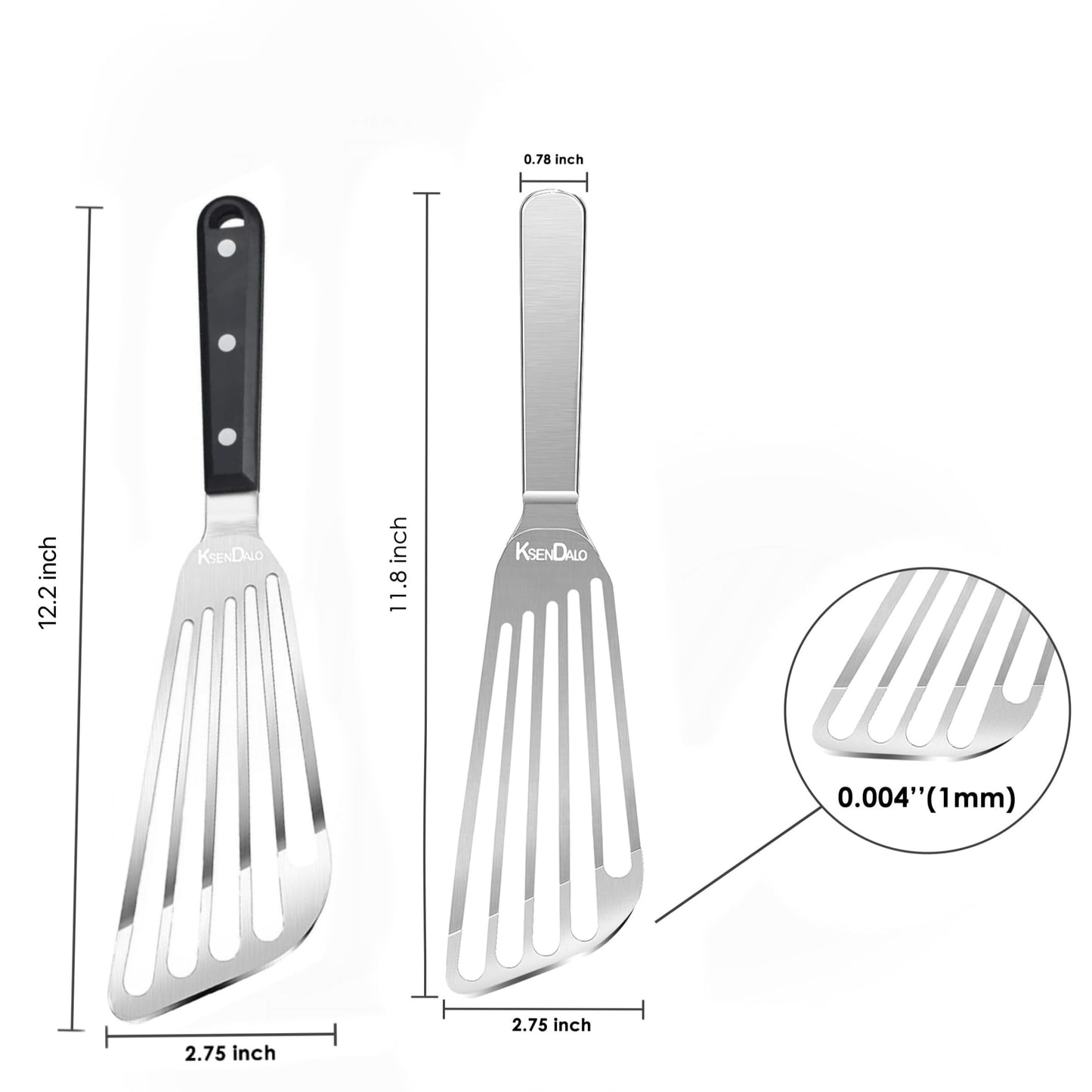KSENDALO 2 Pack Flexible Fish Spatula Stainless Steel for Kitchen
