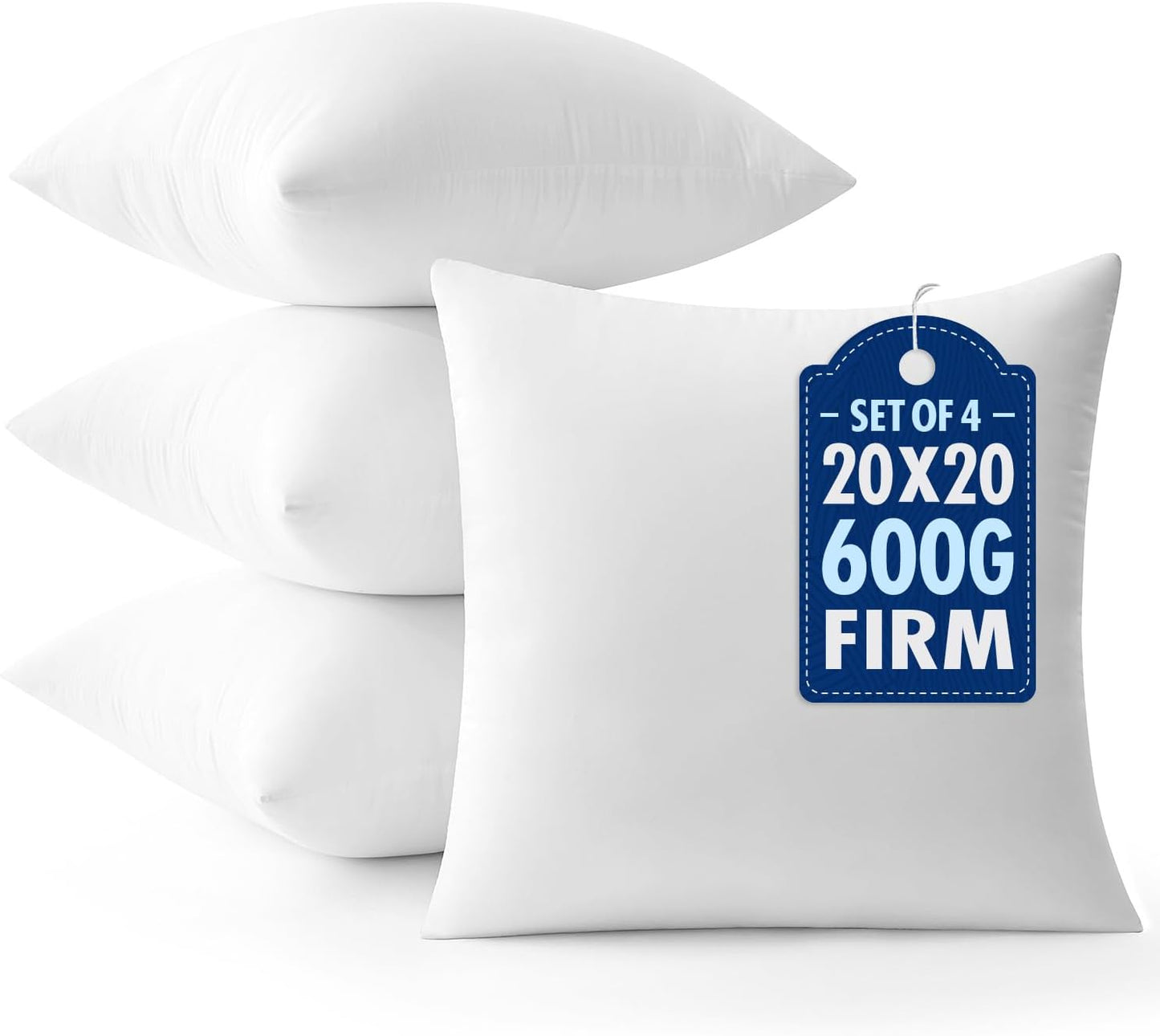 MIULEE Throw Pillow Inserts - Pack of 4 | 20x20 Inch | 100% Virgin Fiber Filling for Comfort