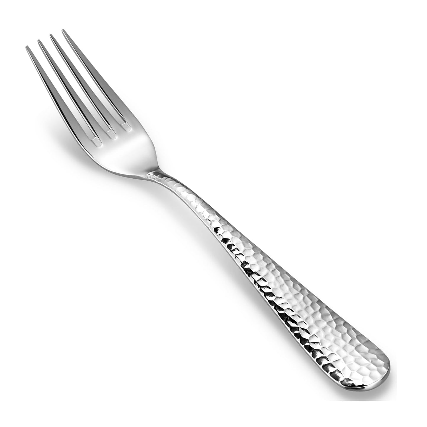 KEAWELL Premium 4-Piece Louise Hammered Fork Set, 18/10 Stainless Steel, Fine Fork Set with Round Edge, Brightly-Mirror polished, Dishwasher Safe. (4, 7.28" Salad Forks)