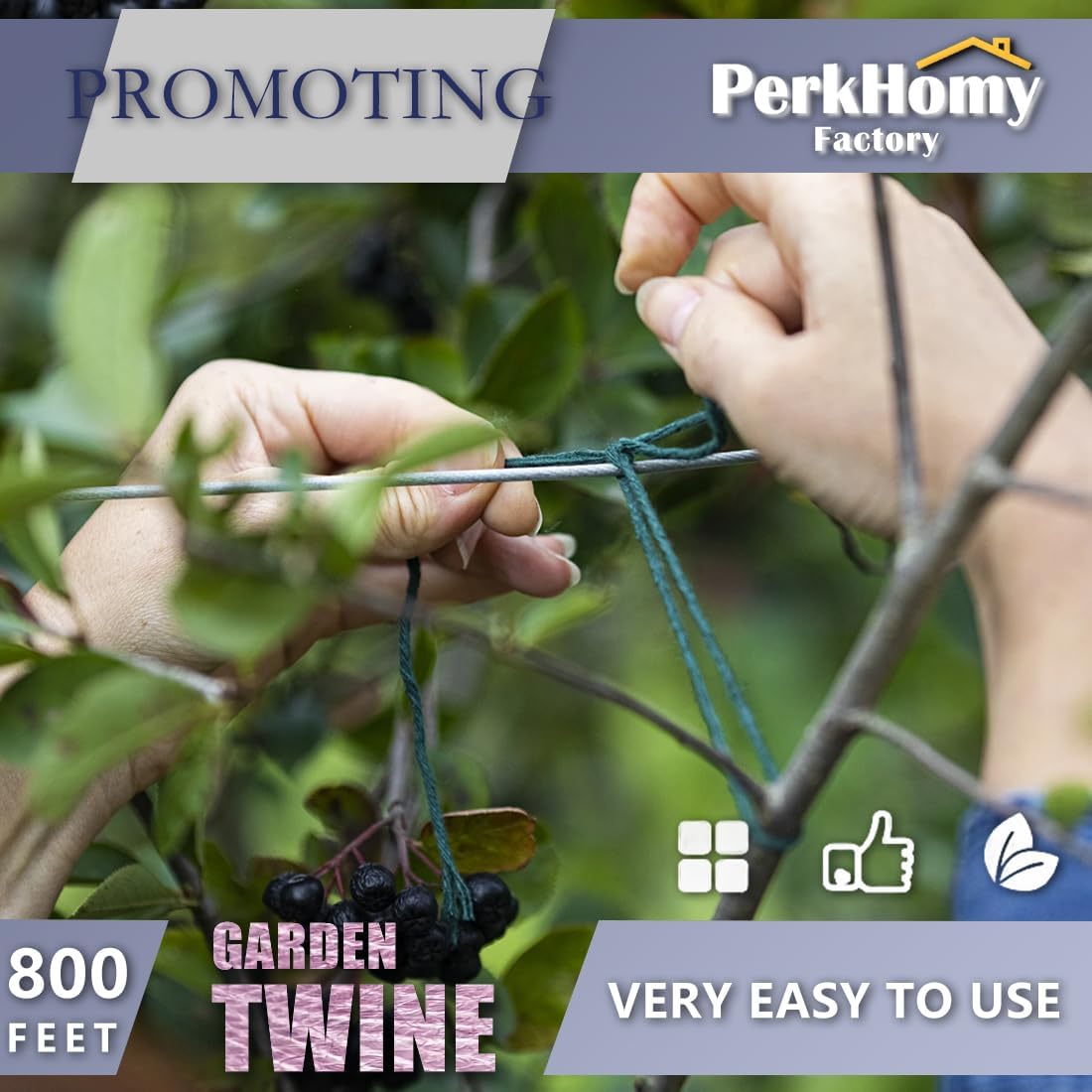 PerkHomy Natural Jute Garden Twine - Strong 800 Feet Green Twine for Plant Tying & Crafts
