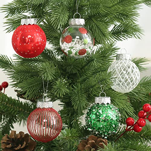 JIALEIXI 25Pcs Christmas Ornaments Set Red/Green/White - 2.36in Shatterproof Plastic Ball Decorations