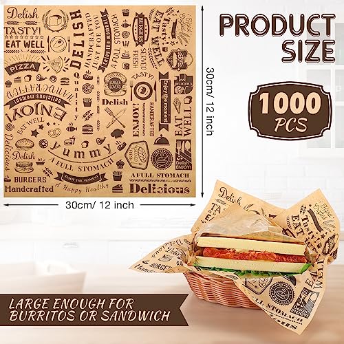 1400 Pcs Brown Deli Wax Paper Sheets 12x12 Inch Food Wraps - Outus