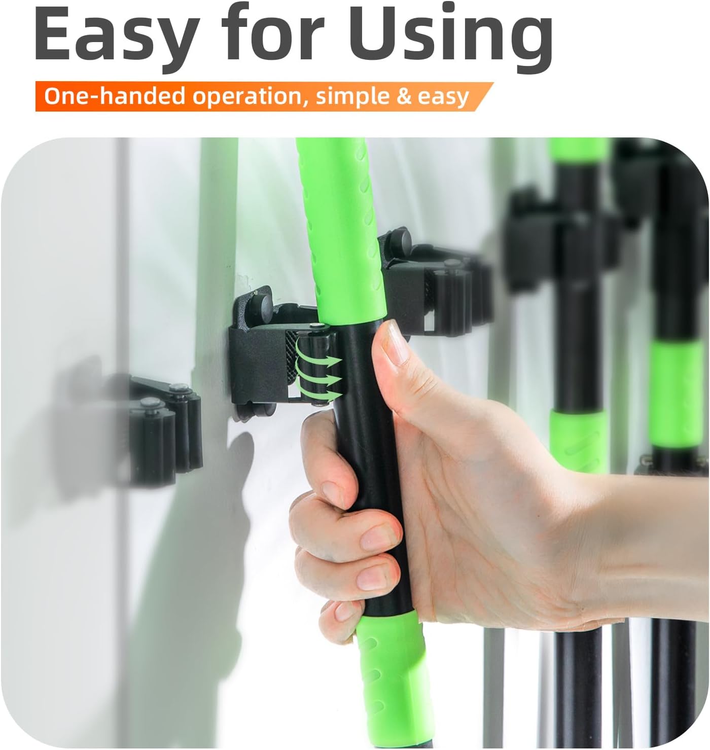 Skiennix Broom Holder Wall Mount - Heavy Duty Stainless Steel Mop & Broom Organizer | 5-Piece Set