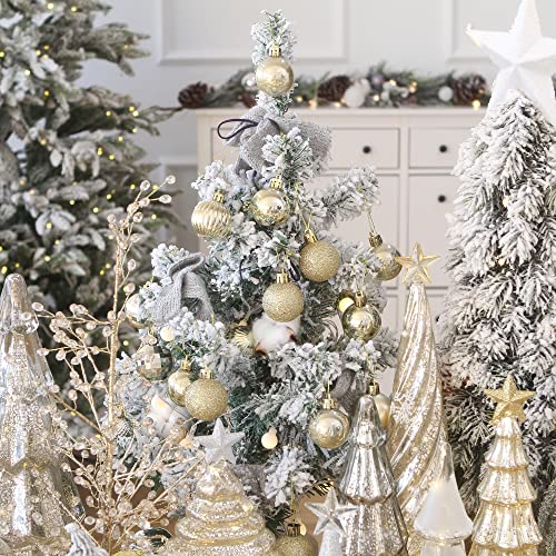 Sea Team Assorted Size Christmas Ball Ornaments 70-Pack Gold Multi-Size 1.18-1.97 inch