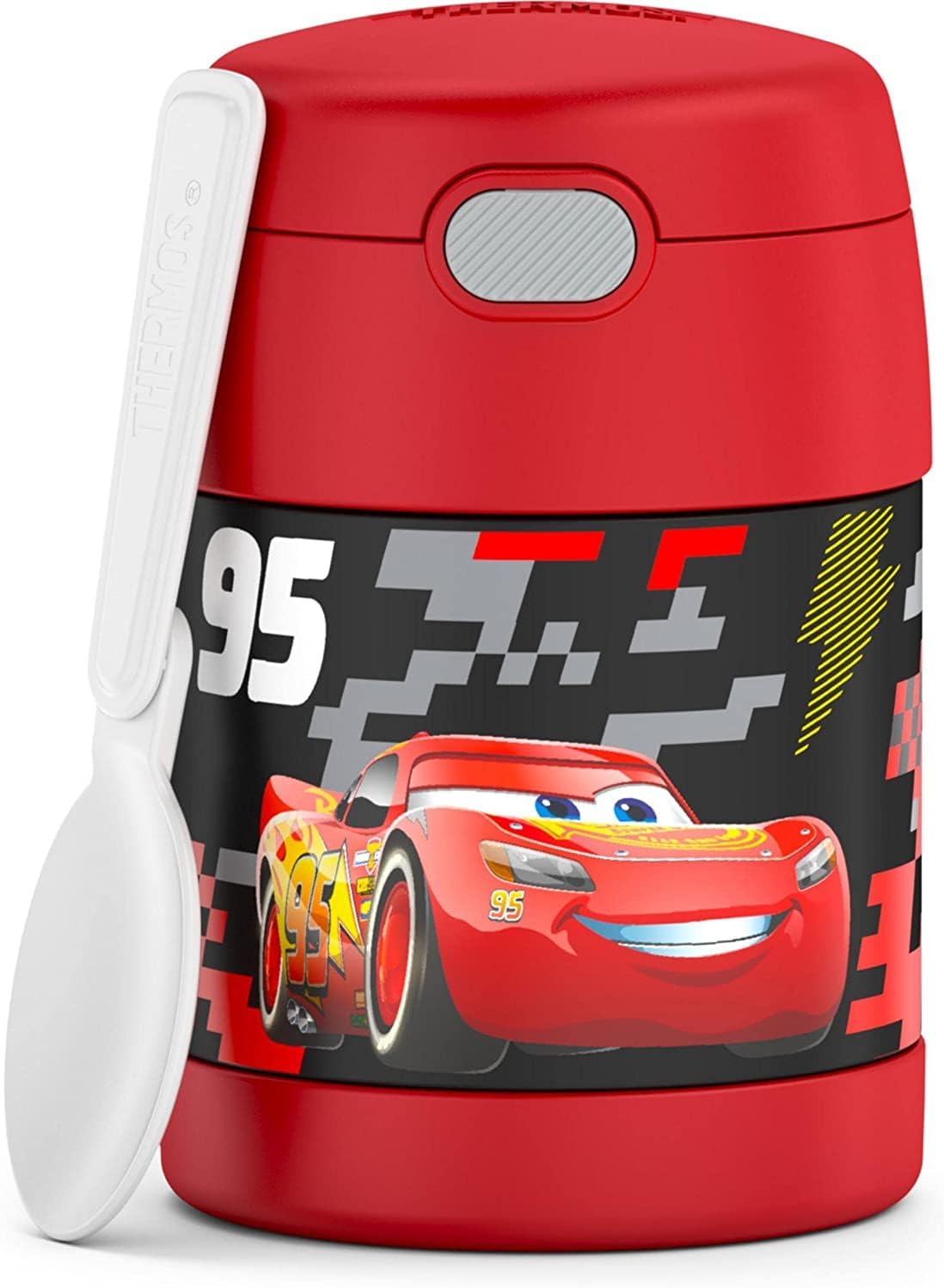 THERMOS FUNTAINER Insulated Food Jar - 10 Ounce Kid-Friendly Design with Foldable Spoon | Cars Theme