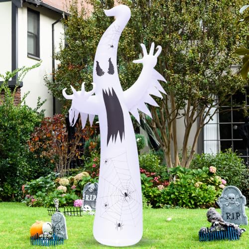 12 ft Inflatable Ghost Halloween Decoration with Built-in LEDs Outdoor Yard Decor