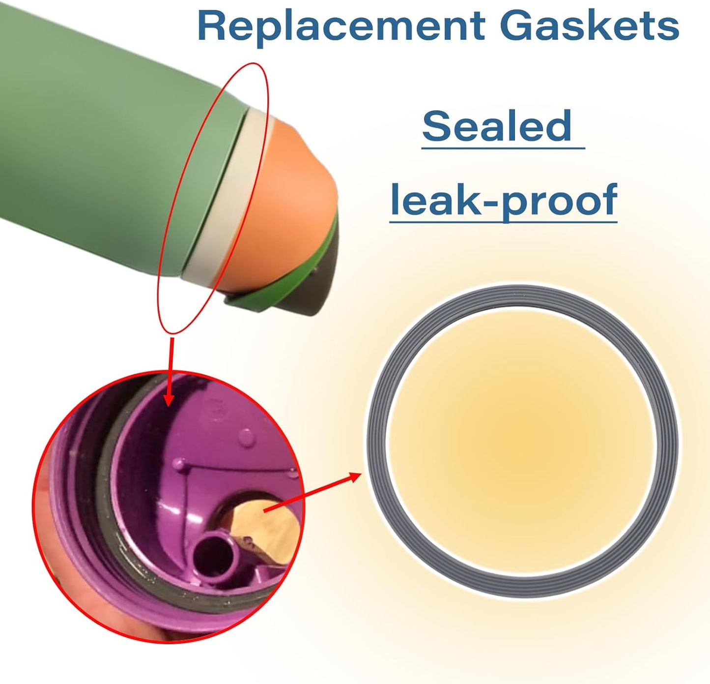 Owala | 6-Pack Water Bottle Gasket Replacement | Silicone Lid Seal O-Rings for 19/24/32/40oz Cups - Gray