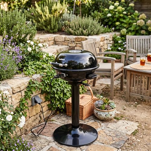Electric Grill - Indoor & Outdoor Portable BBQ with Adjustable Heat, 1600W - Black