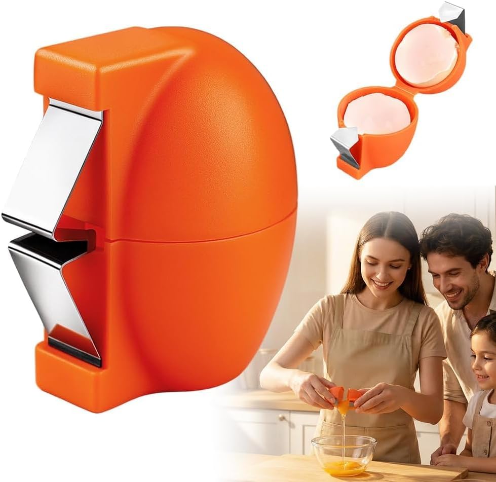 Skiennix Stainless Steel Egg Shell Opener - Multifunctional Cracker & Separator Tool | Orange