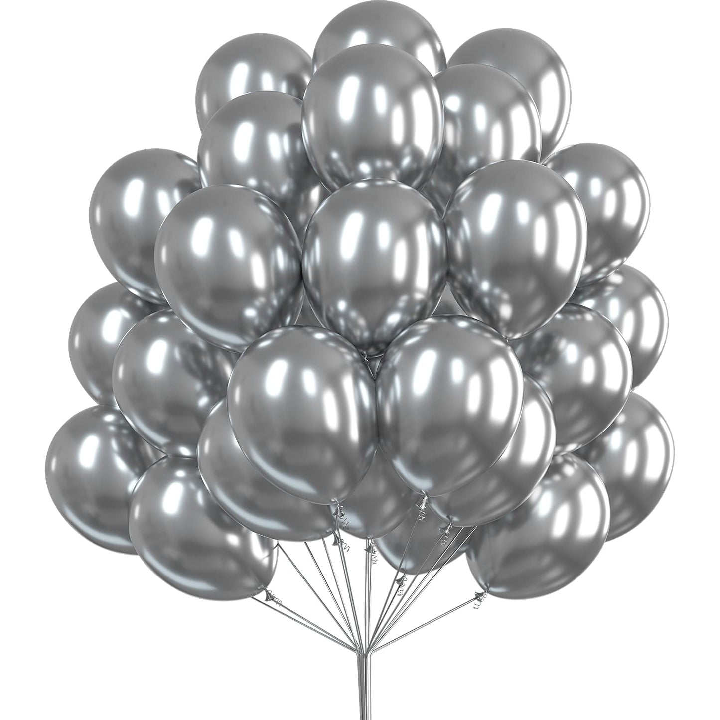 PartyWoo Metallic Silver Balloons, 25 pcs 12 Inch Silver Metallic Balloons, Silver Balloons for Balloon Garland or Arch as Wedding Decorations, Birthday Decorations, Party Decorations, Silver-G102