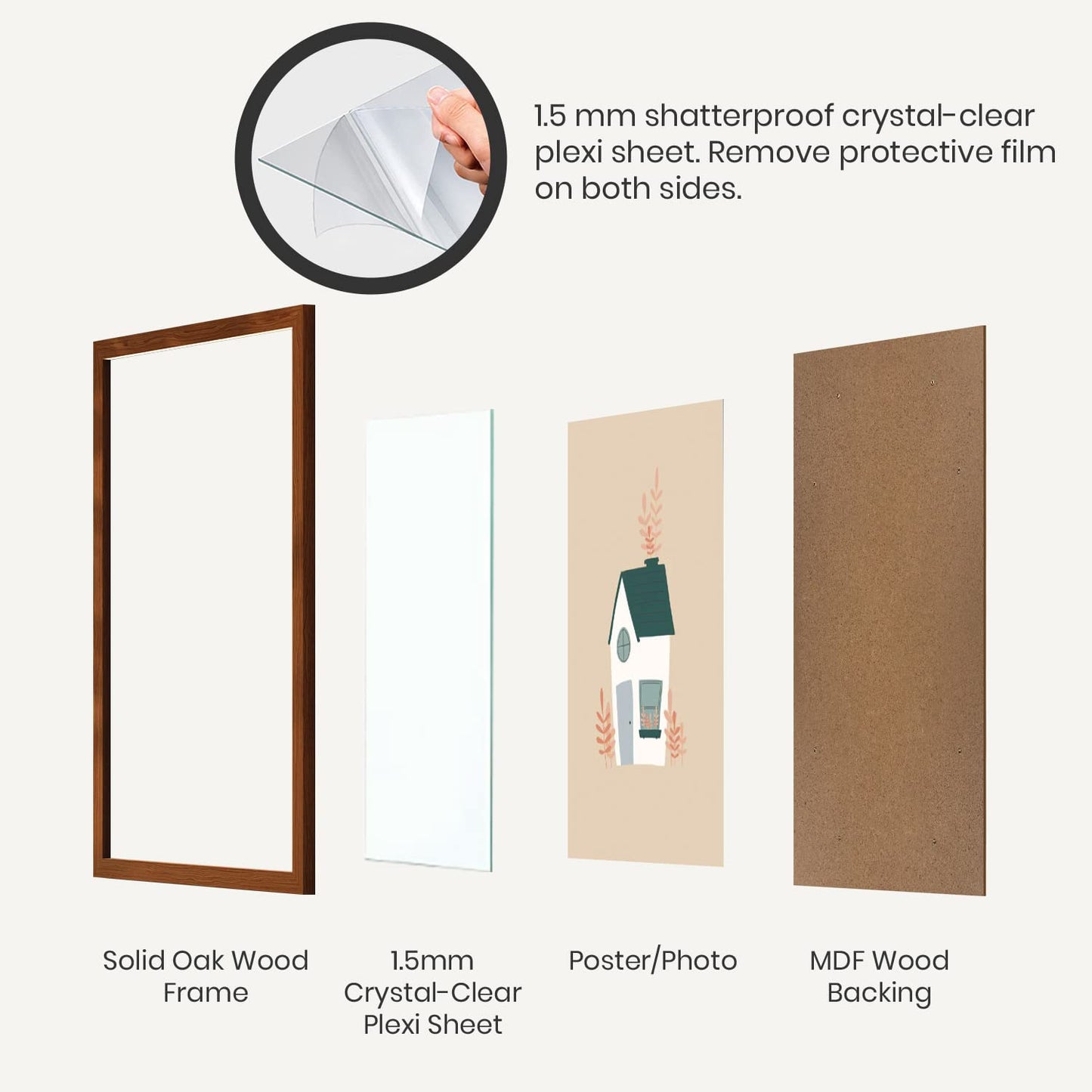 Opposite Wall - 16x20 in - Dark Solid Oak Wood Picture Frame - Lightweight, Versatile & Shatterproof - Wall Hanging Poster or Photo Frame - Wall Decor for Office, Gallery & Home - 2 Pack