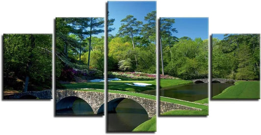 chenchenArt Augusta National Golf Course 12th Hole Wall Art Living Room Bedroom Bathroom Home Decorations Golf Course Pictures Posters Canvas Prints Modern Artwork Framed Ready to Hang(50''W x 24''H)