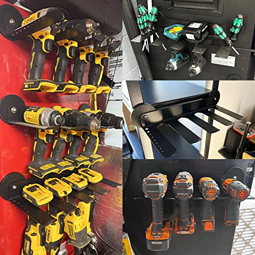 4-Slot Magnetic Power Tool Organizer Wall Mount Storage Rack with Screwdriver Holder