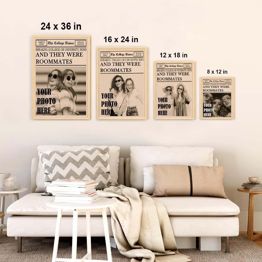Skiennix Personalized Dorm Posters - Trendy Black and White Wall Art for College Girls | Roommates Decor