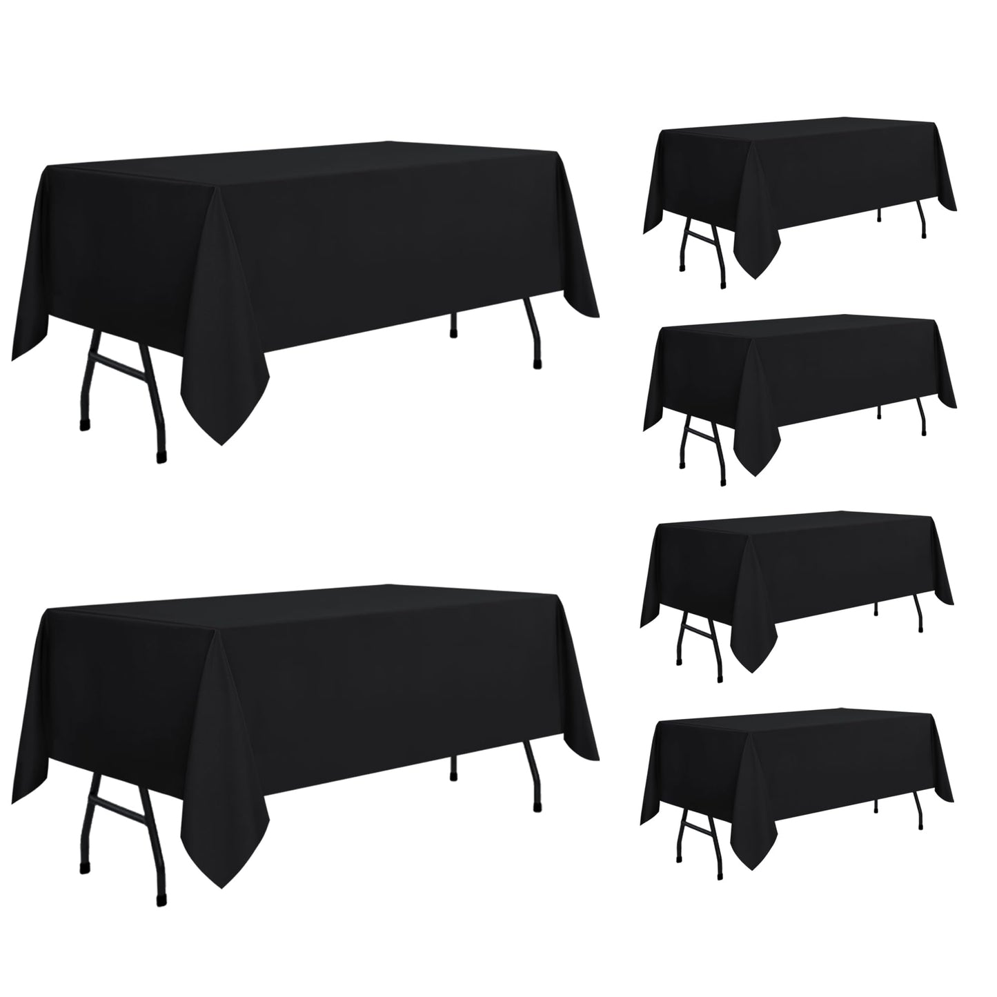 sancua 6 Pack Black Tablecloth 60 x 84 Inch, Rectangle Table Cloth for 4ft Tables - Stain and Wrinkle Resistant Washable Polyester Table Cover for Dining Wedding Banquet Party Buffet Restaurant