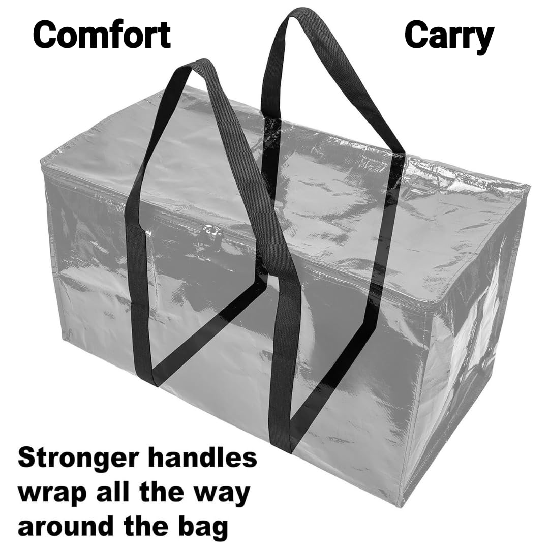 BAG-THAT! 10 - Pack Heavy Duty Large Moving Bag with Strong Zipper and Comfortable Handles Durable & Sturdy Large Storage Bags Totes Bins Packing Moving Boxes College Supplies for Packing