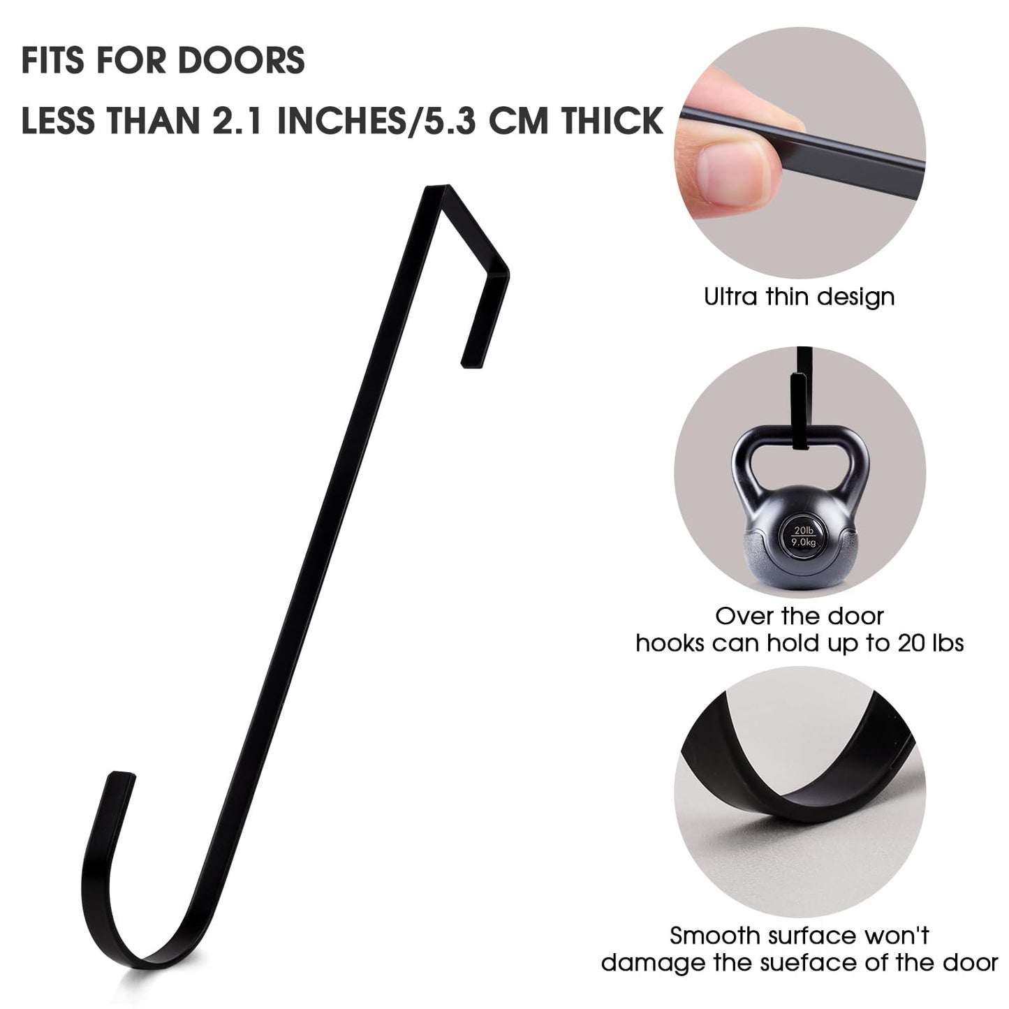 Vhxmaizxn 12 in Wreath Hanger Black Wreath Hangers for Front Door Wreaths Hangers Hook Over The Door Hook for Christmas Wreaths Holder Xmas Halloween Easter Home Outdoor Decorations