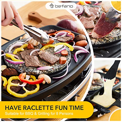 Befano Silver Electric Raclette Grill with Fondue Pot 1100W for 8 People