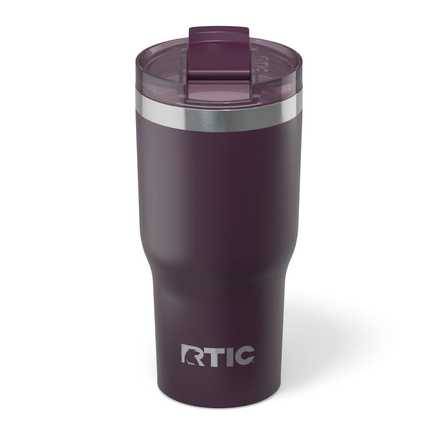 RTIC 20oz Essential Tumbler with Lid, Ceramic Lined, Insulated, Stainless Steel, Metal, Double Wall Vacuum-Insulation, Travel Cup for Iced Coffee, Tea, Hot and Cold Drink, Plum