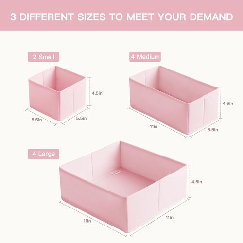 Criusia Drawer Organizer - 10 Pack Foldable Storage Dividers for Baby Clothes & Underwear | Pink