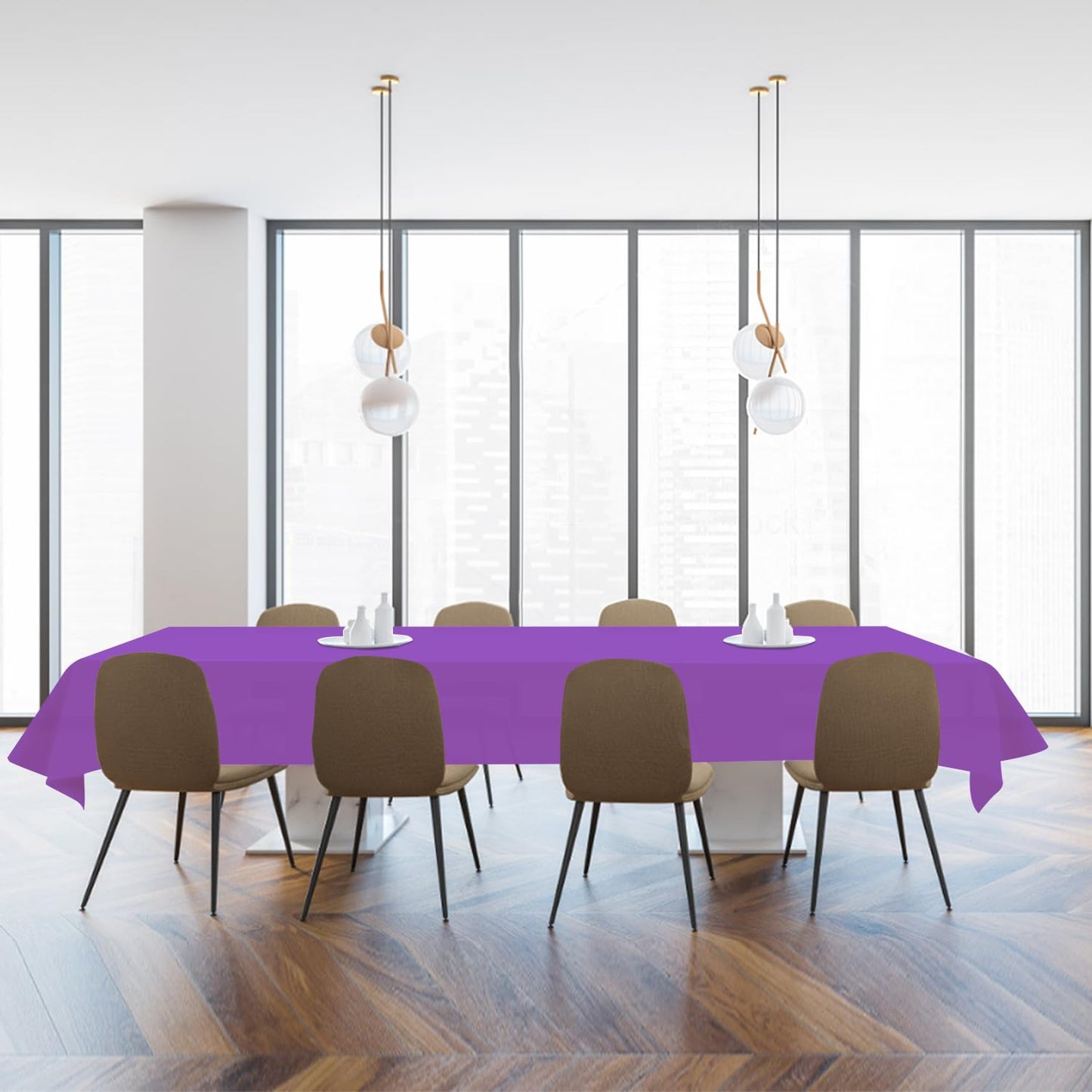 YSYJ 3 Pack Purple Plastic Tablecloth Disposable Rectangular Table Cloth 54 x 108 Inch Table Cover for Parties