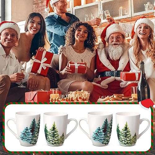 Suttmin 4-Pack Christmas Tree Ceramic Coffee Mugs 12 oz Holiday Gift Set